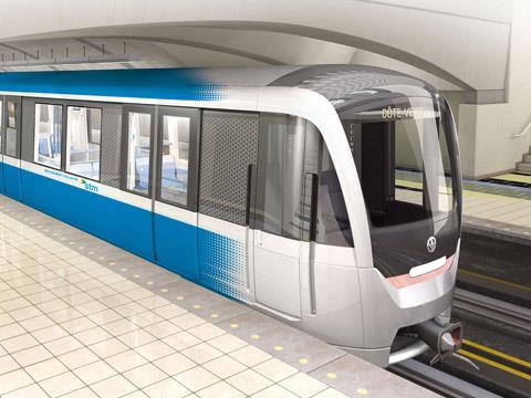 Impression of Alstom-Bombardier MPM-10 rubber-tyred metro train for Montréal.