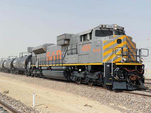 Saudi Railway Co freight train.