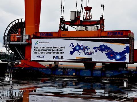 PKP LHS and Far East Land Bridge have organised a trial container shipment from the Euroterminal Slawków to Urumqi using the Trans-Caspian route.