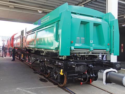 The prototype self-propelled wagon was displayed at InnoTrans 2014.