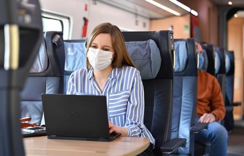 Deutsche Bahn passenger in the coronavirus pandemic