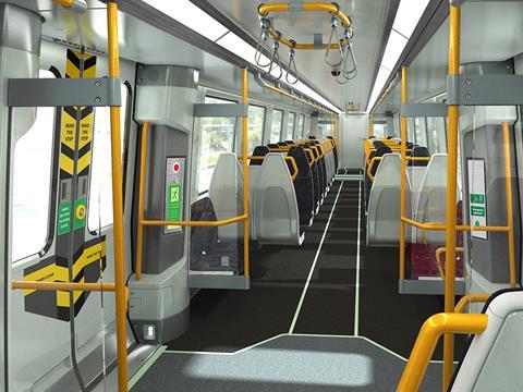 The New Generation Rollingstock cars will be the first rail application for a photo-luminescent material developed by UK company Treadmaster Flooring (Image: Bombardier Transportation).