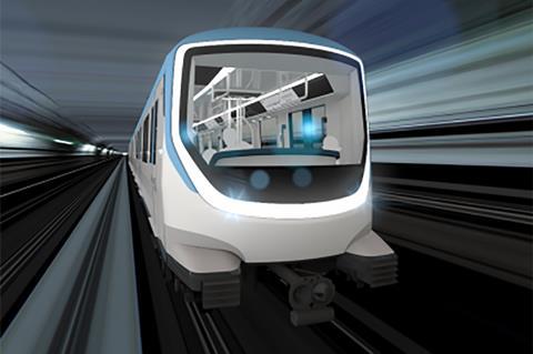 Alstom trainset for the Grand Paris driverless metro project.