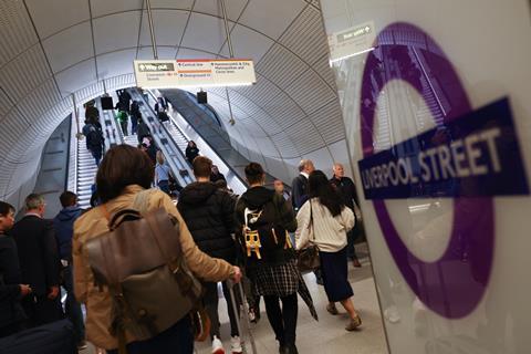 Elizabeth Line passengers at Liverpool Street station (Photo TfL)