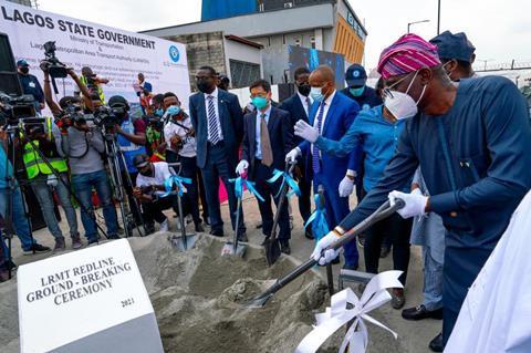 Construction of the long-planned Red Line in Lagos was launched on April 15 with a groundbreaking ceremony at the site of the future Ikeja station attended by the Governor of Lagos state Babajide Sanwo-Olu and Transport Minister Rotimi Chibuike Amaechi.