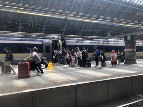 Eurostar passengers boarding at London St Pancras