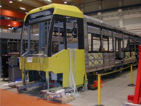 Photograph of Manchester tram being built in Wien.