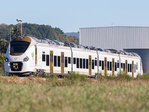 lstom has begun shipping 15 Coradia Polyvalent electro-diesel trainsets for the 55 km Train Express Régional line which is being built to connect central Dakar with Blaise Diagne International Airport.