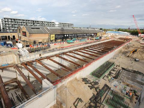 Construction of the box for the future Crossrail station at Woolwich.