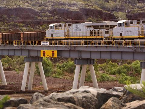 The first full ore train left the Mesa A/Warramboo mine in the Pilbara on February 19 (Photo: Rio Tinto).