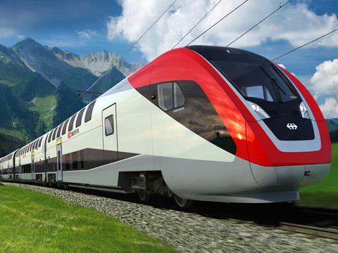 Bombardier Twindexx Express train for Swiss Federal Railways.