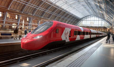 Impression of Virgin Alstom Avelia Stream train at London St Pancras (Image Virgin)