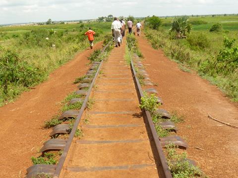 Railway track in Uganda in 2010.