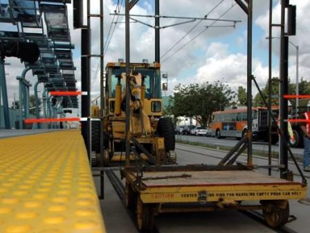 Clearance tests in progress near the USC campus south of Los Angeles city centre.