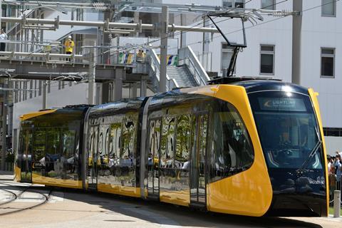 Utsunomiya Lightline first tram leaves to Hiraishi