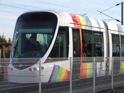 Angers Citadis 302 tram at La Rochelle.