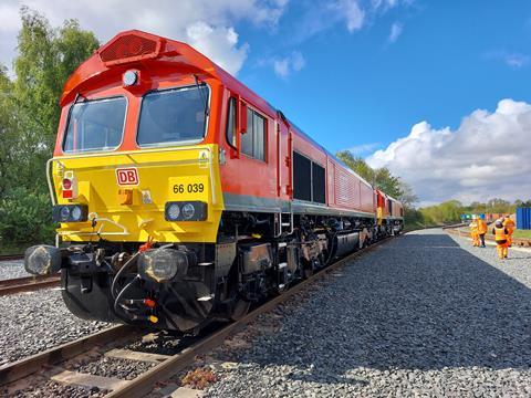 DB Cargo UK 66039 fitted with ETCS technology travels to RIDC (Photo Network Rail)