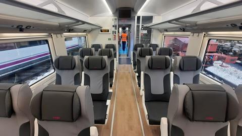 RENFE has presented the first of 14 Class 730 electro-diesel gauge changing trainsets to undergo a mid-life refurbishment in a €11m programme which is being undertaken at Talgo’s Las Matas works.
