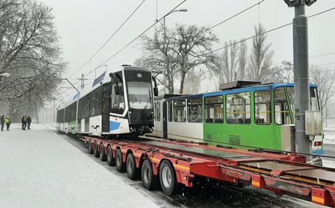 Modertrans Poznań delivered the first of 12 Moderus Gamma trams to Szczeciń (image Szczeciń city hall)