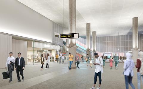 TfL Image -CGI - Elephant & Castle Tube station Interchange Level View from paid Side of Gateline