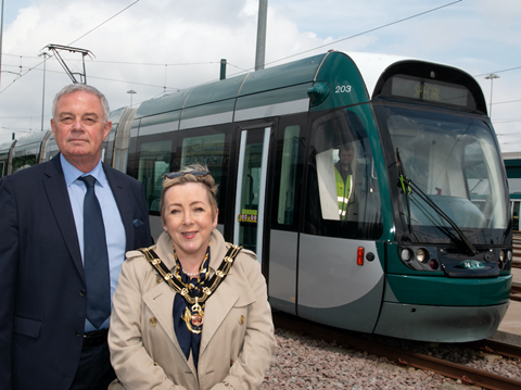 Sheriff of Nottingham Catharine Arnold has unveiled the first of Nottingham Express Transit’s 15 Bombardier Incentro trams to be refurbished in a £3·5m project.