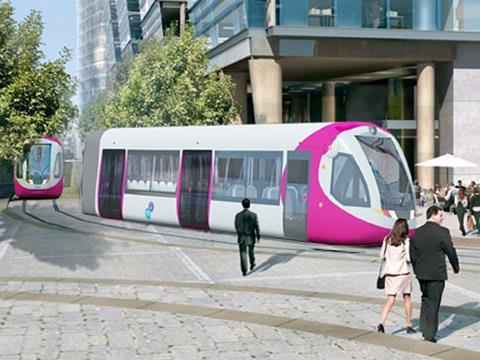Impression of new trams for Midland Metro.