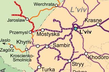 Lviv to Poland map