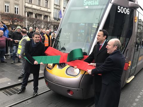 Guests including Taoiseach Leo Varadkar attended celebrations the opening of the Luas Cross City extension of Dublin’s light rail Green Line.