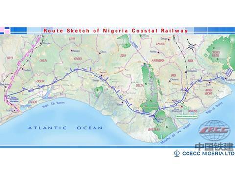 Map of Nigeria's Coastal Railway project.