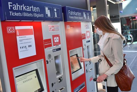 Deutsche Bahn ticket machine in the coronavirus pandemic 