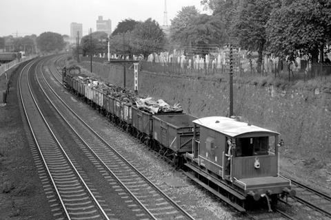 Brake van on a freight train at Leicester on July 3 1974