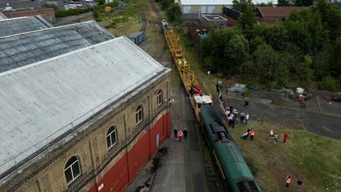 First train arriving at the St Rollox site