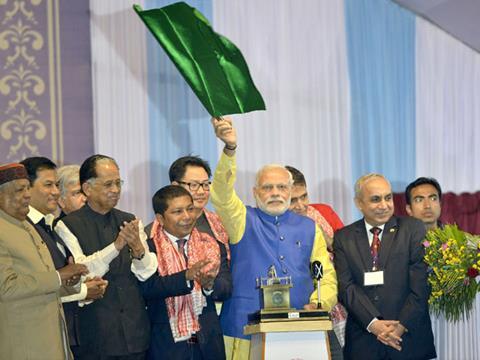 Prime Minister Narendra Modi dispatched the first train from Mendipathar remotely at a ceremony in Guwahati on November 29.