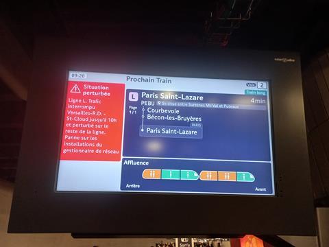 Paris Transilien real-time train occupancy information screen