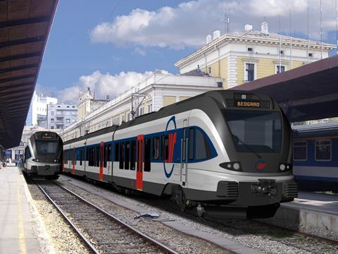 Impression of Stadler Rail Flirt electric trains in Belgrade.