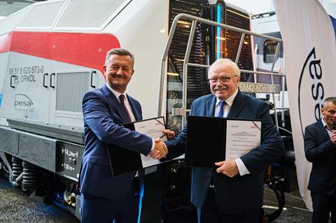 Pesa and fuel company PKN Orlen are to jointly offer rail operators hydrogen vehicles and the fuel they require (Photo: PESA/Der Blitz)