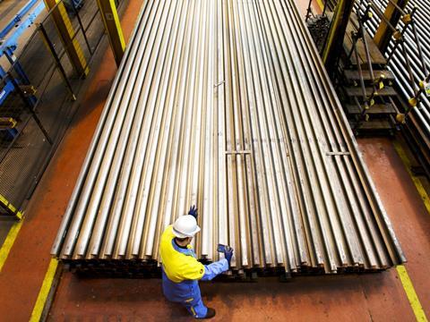 Rails at Tata Steel's Scunthorpe plant.
