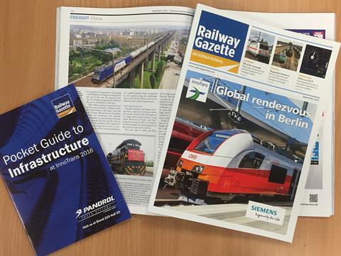 September 2016 issue of Railway Gazette International magazine.