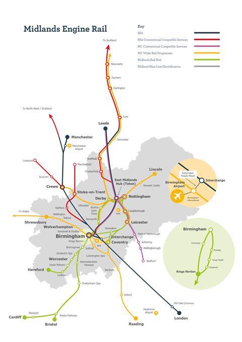 Midlands Engine Rail map