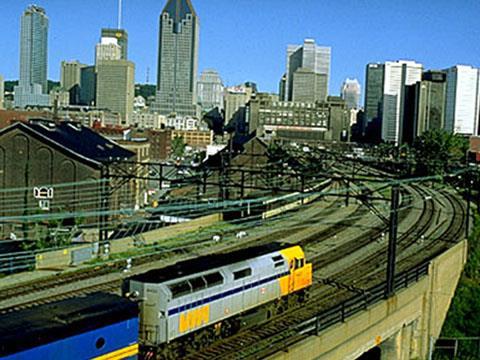 VIA Rail train in Montréal.
