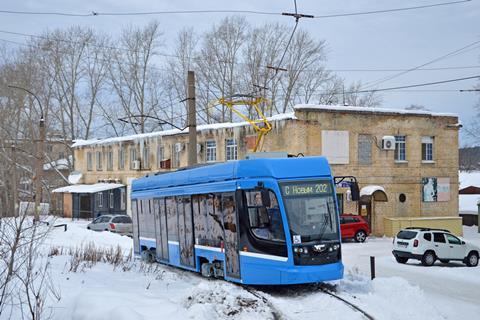 UKVZ Type 71-628 tram on test in Ust-Katav (Photo: Yakov Titenok)