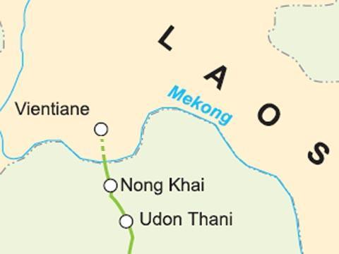Map of Laos cross-border rail route (copyright Railway Gazette International).