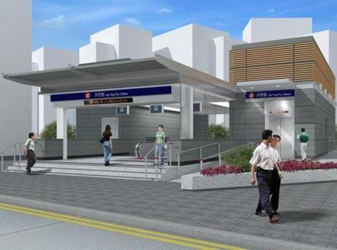 Impression of Sai Ying Pun station entrance at Sai Woo Lane.