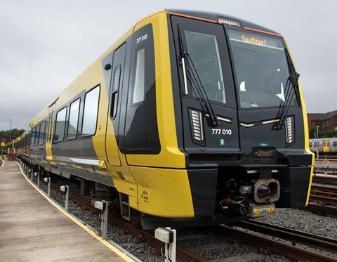 Merseyrail Stadler Class 777 EMU 777010 at Kirkdale (Photo: Tony Miles)