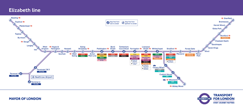 London Elizabeth Line route map from November 6 2022