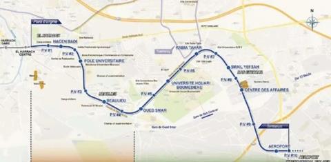 Alger metro Line 1 airport extension (Map CRCC)