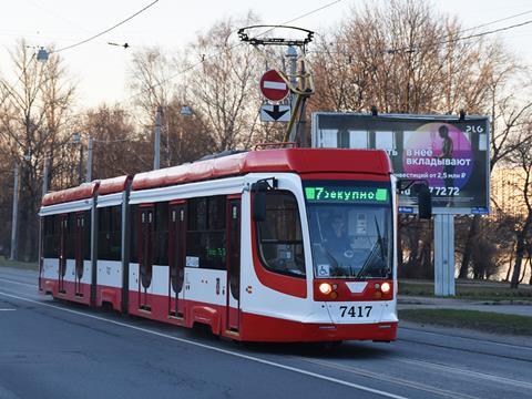 Prototype UKVZ Type 71-631 tram in St Petersburg (Photo: Vladmir Waldin).