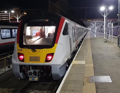 gb Greater Anglia new Bombardier train on test in Southend Victoria 2 (1)