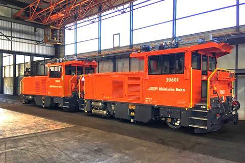 Rhätische Bahn has taken delivery of the first two of seven Geaf 2/2 electric-battery shunting locomotives ordered from Stadler.