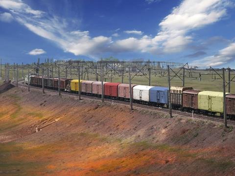 Freight train in Kazakhstan.